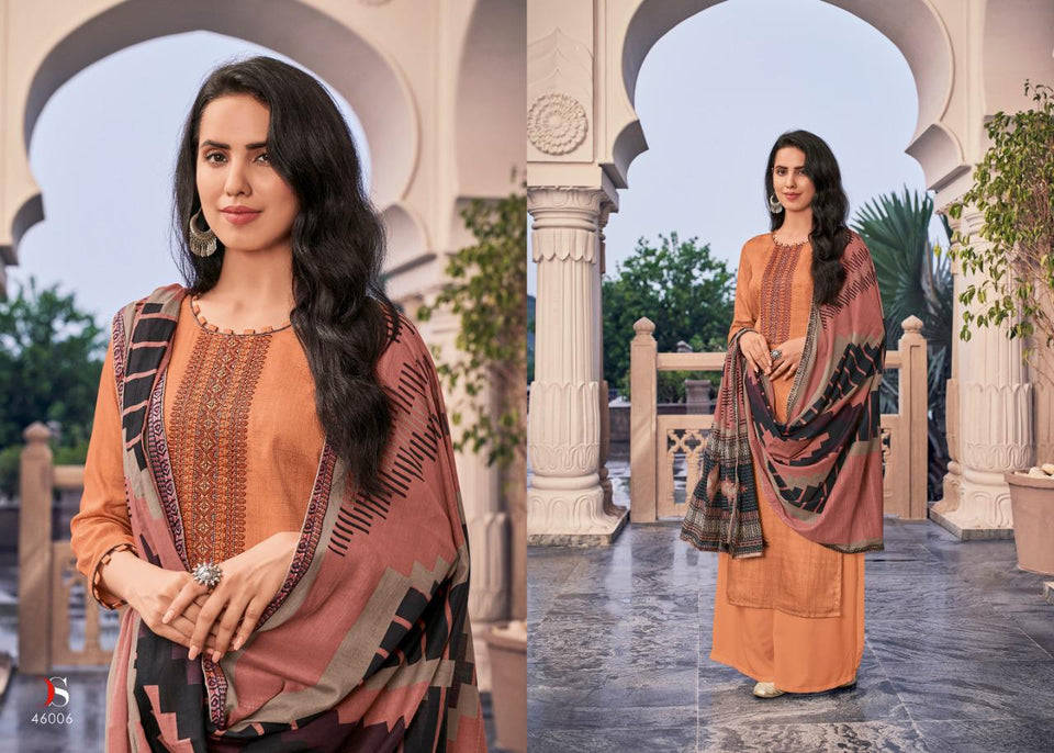 Perigia Collection Pure Pashmina Suit - Orange