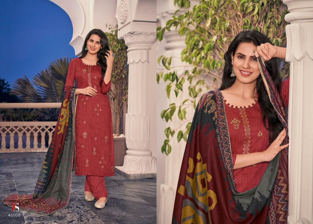 Perigia Collection Pure Pashmina Suit - Red