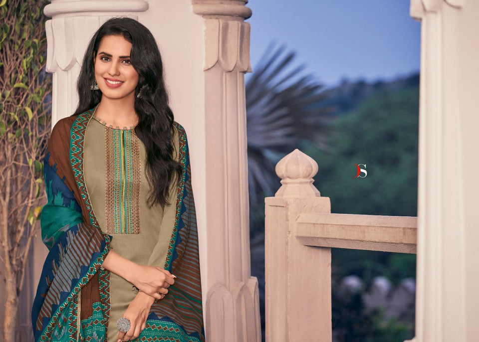 Perigia Collection Pure Pashmina Suit - Light Heena