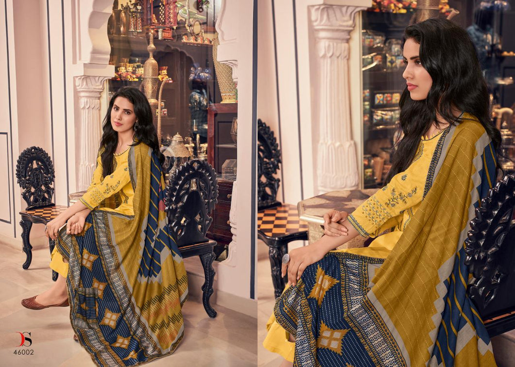 Perigia Collection Pure Pashmina Suit - Yellow